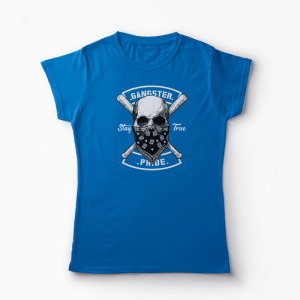 Tricou Craniu Gangster - Femei-Albastru Regal